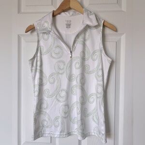 IZOD Golf Women's White and Green Sleeveless Top. Size S